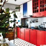 [Renovation cost: $45,000] Inspired by the colours of the Union Jack, the kitchen cabinets were painted red, white and blue, and the display cabinets were made to look like the doors of London’s telephone booths.