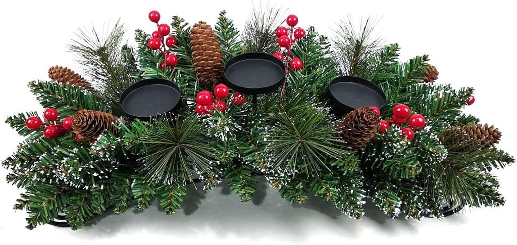 Christmas centrepiece with 3 candle holders