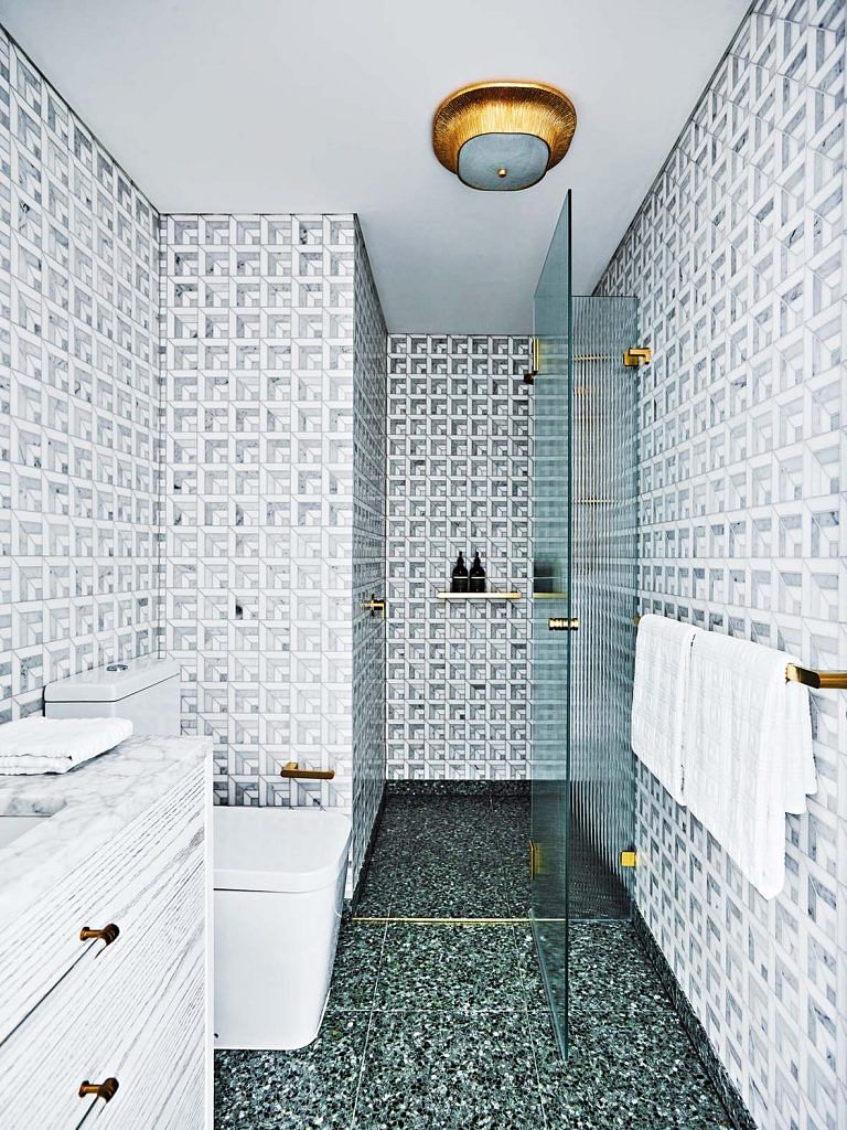 The detailed tile design is not just captivating to behold, it also makes the room feel visually larger.