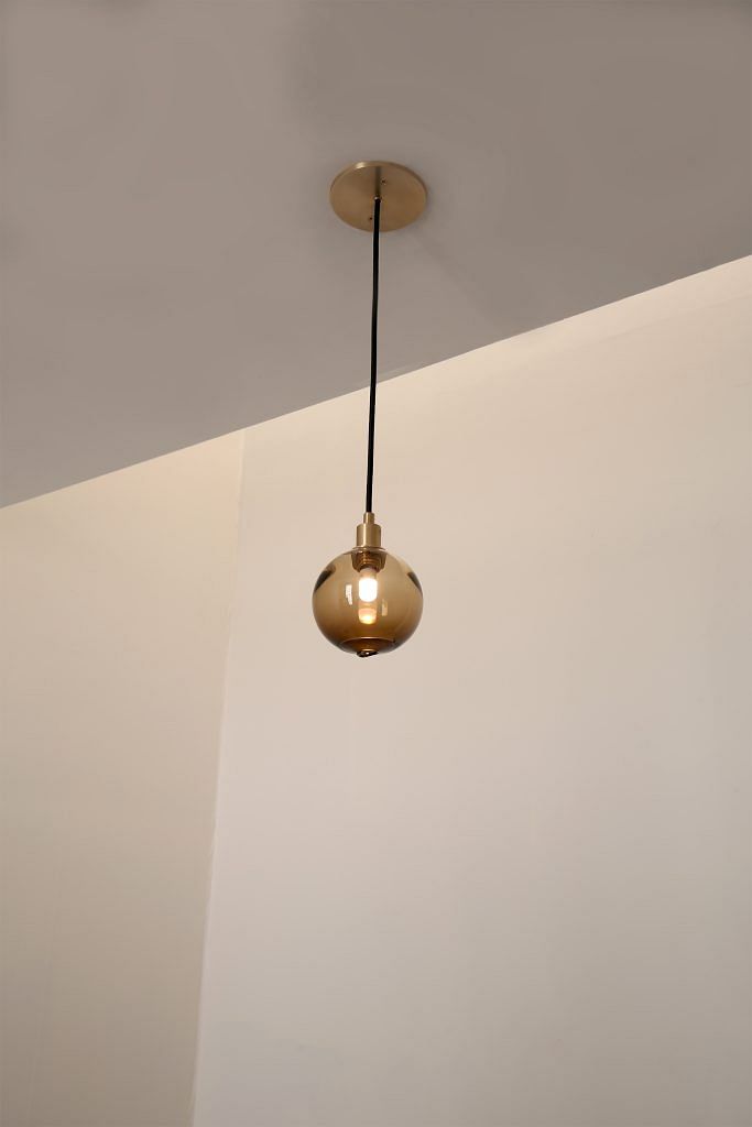 SkLO Drape Pendant Lamp in Smoke Glass, Dark Oxidised, Grey Cord at $1,199 from Sol Luminaire Singapore