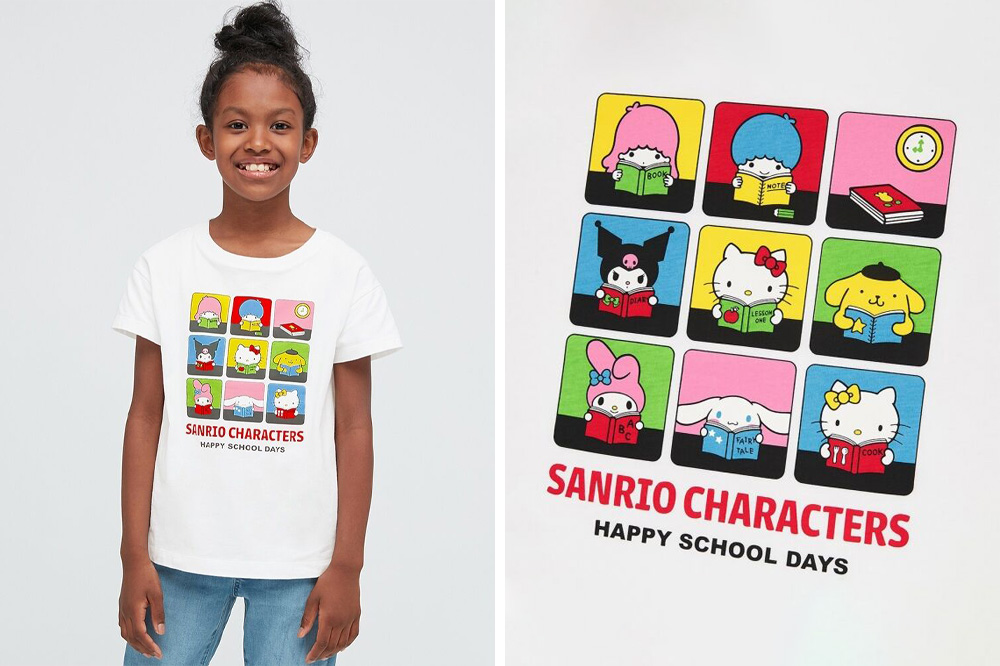 uniqlo x sanrio characters grid girls' shirt