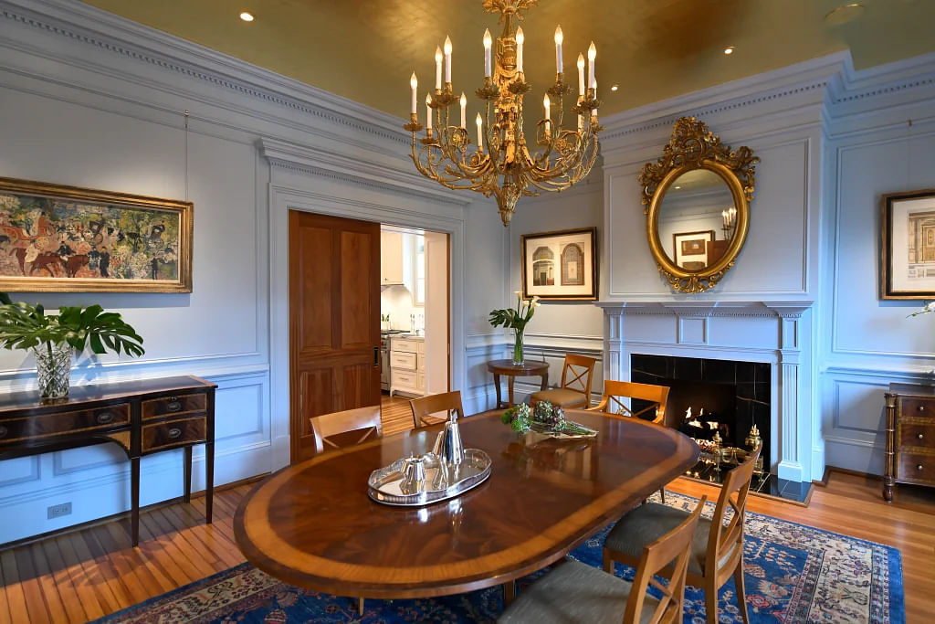 The Federal style home features a formal dining room.