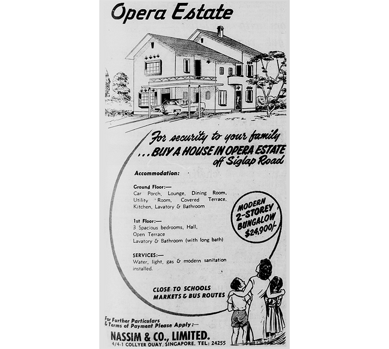 In 1957, a two-storey a bungalow in Opera Estate cost $24,900. (Image: Straits Times 1957)