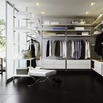 All black and white style Raumplus Uno walk in wardrobe system, from The Ewins Home.