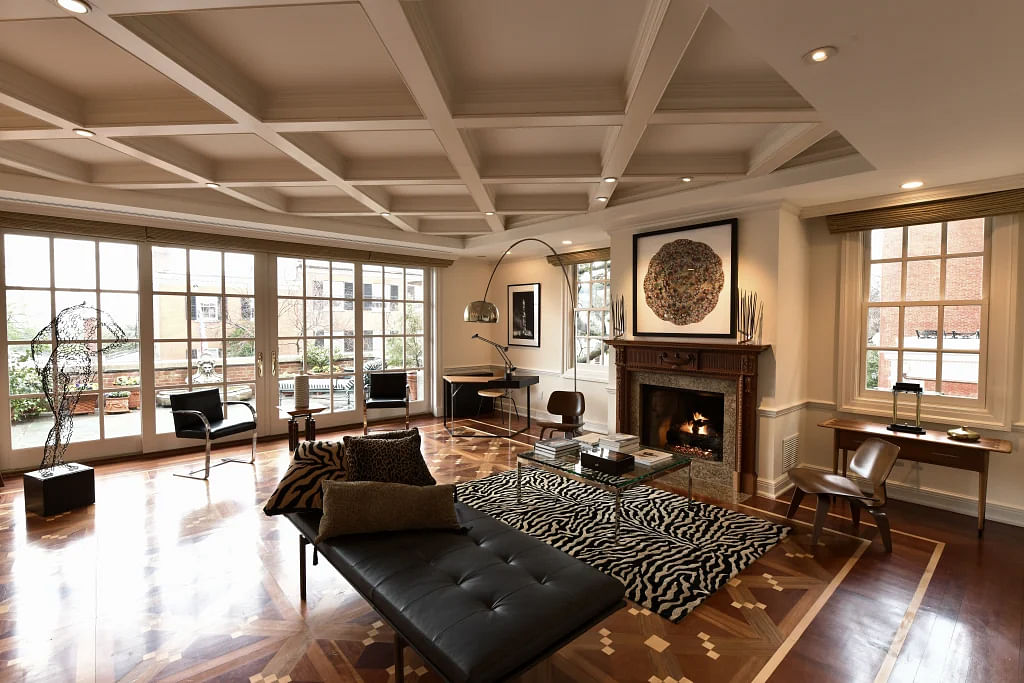 A coffered ceiling features in the second residence.