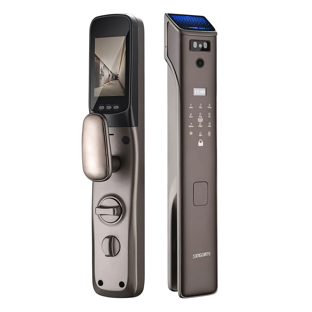 singgate smart door lock with facial recognition and an in-built door viewer
