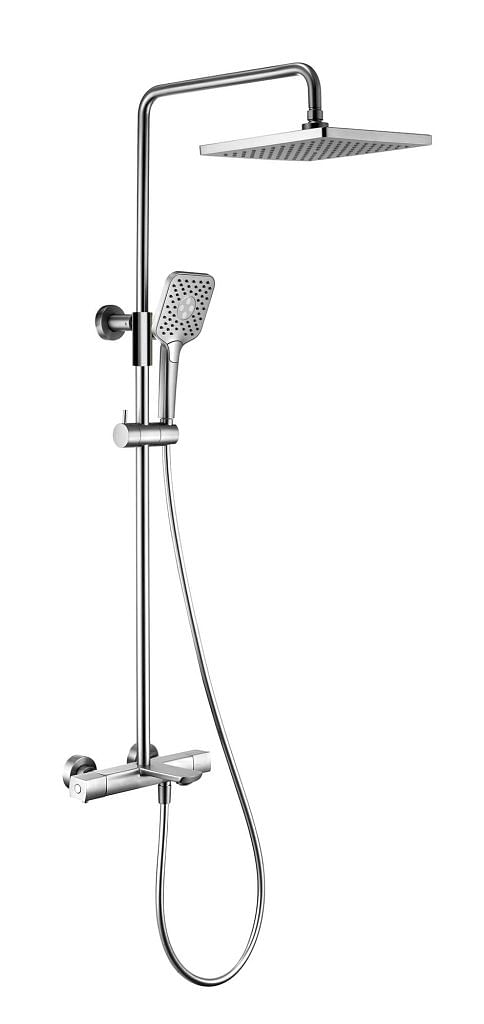 The Rigel Thermostatic Rainshower TSME14459T in chrome finish cuts a smart and dashing figure with its straight lines and rounded edges. Other colours are available in Matte Black, Gun Metal and Brush Copper
